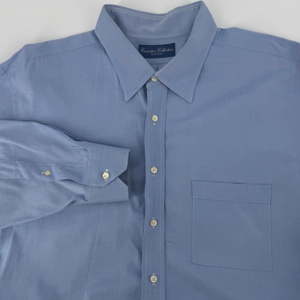 Tom James Executive Collection Mens Blue Long Sleeve Button Down Dress Shirt